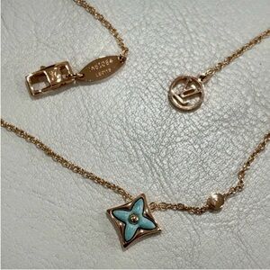 LOUIS VUITTON Color Blossom BB Star Pendant Necklace Pink Gold & Turquoise